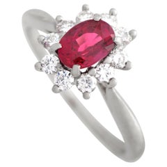 Tiffany & Co. Platinum 0.25ct Diamond and Ruby Ring