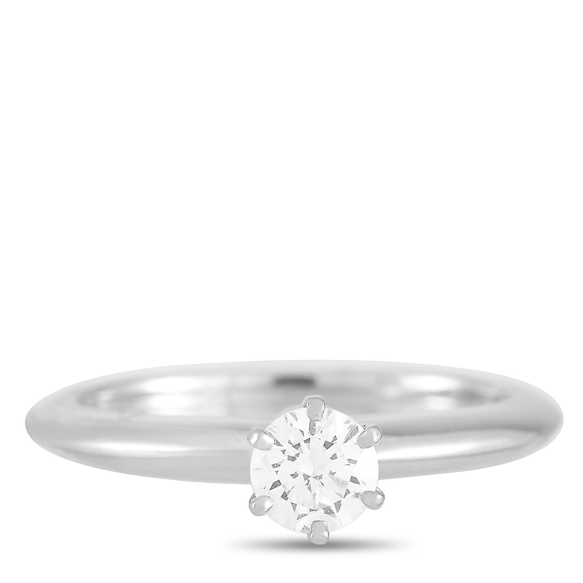 Round Cut Tiffany & Co. Platinum 0.29 Carat Diamond Engagement Ring