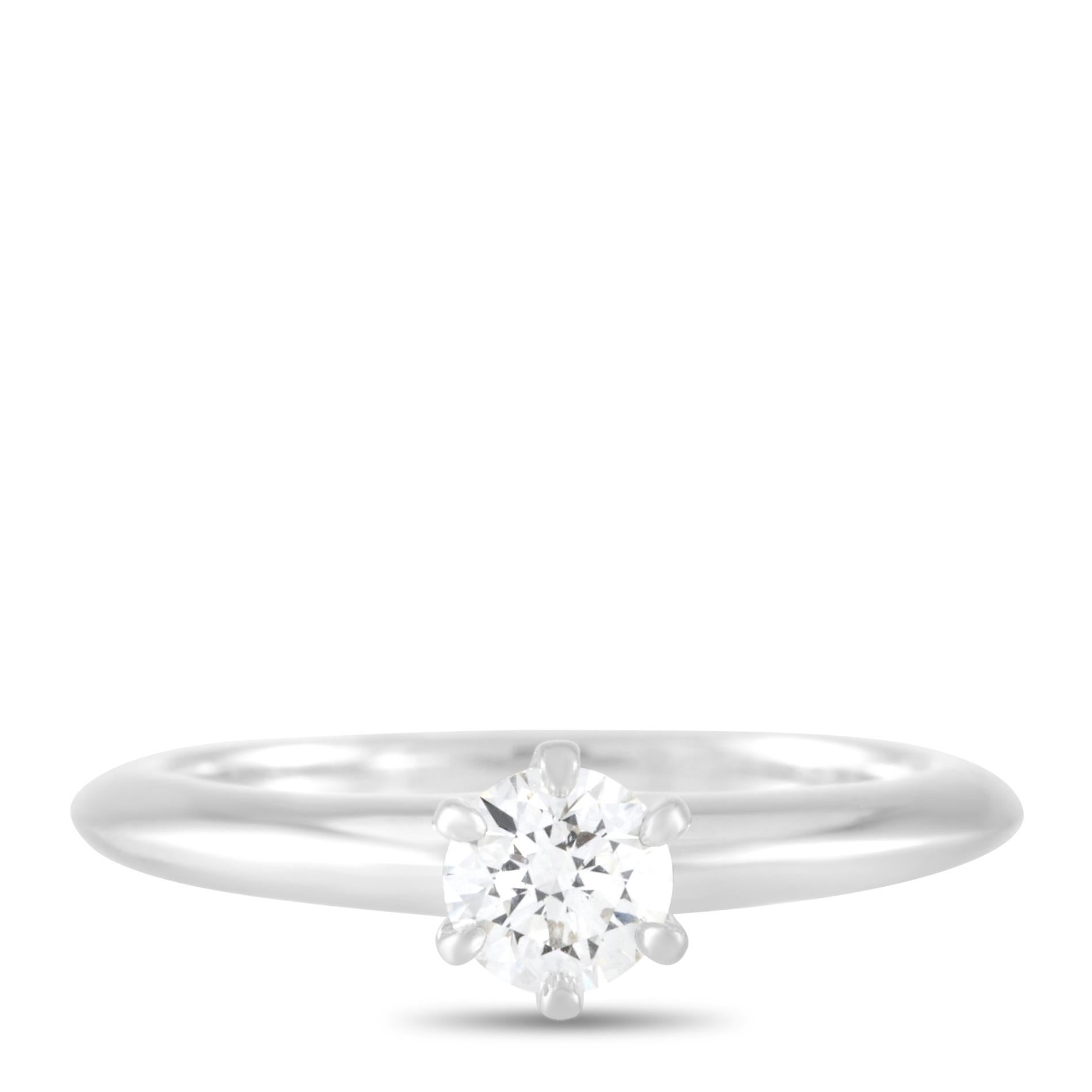 Tiffany & Co. Platinum 0.31 Carat Diamond Solitaire Ring In Excellent Condition In Southampton, PA