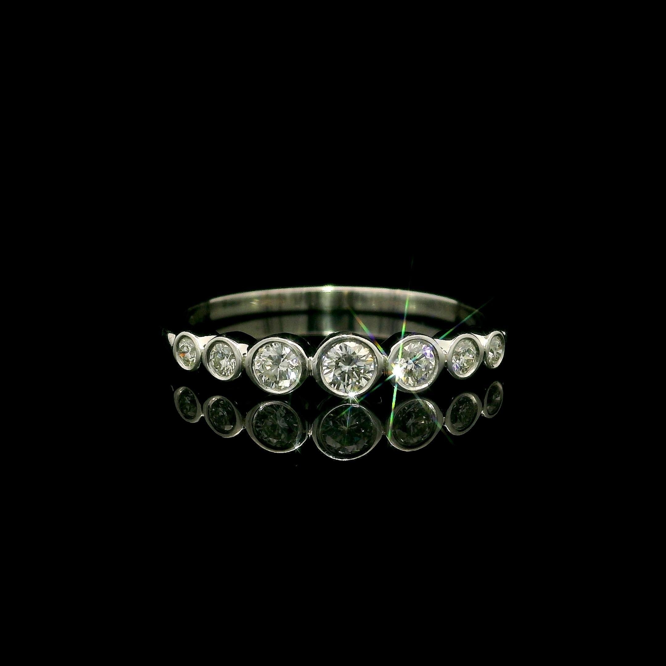 Tiffany & Co. Platinum 0.31ctw Graduated Bezel Diamond Jazz Band Ring 4