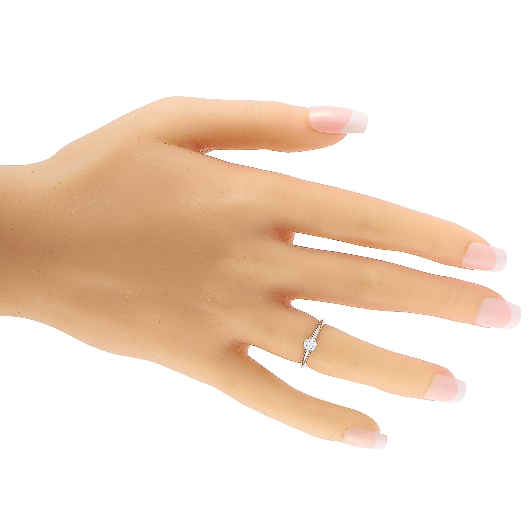 Round Cut Tiffany & Co. Platinum 0.32 Carat Diamond Engagement Ring