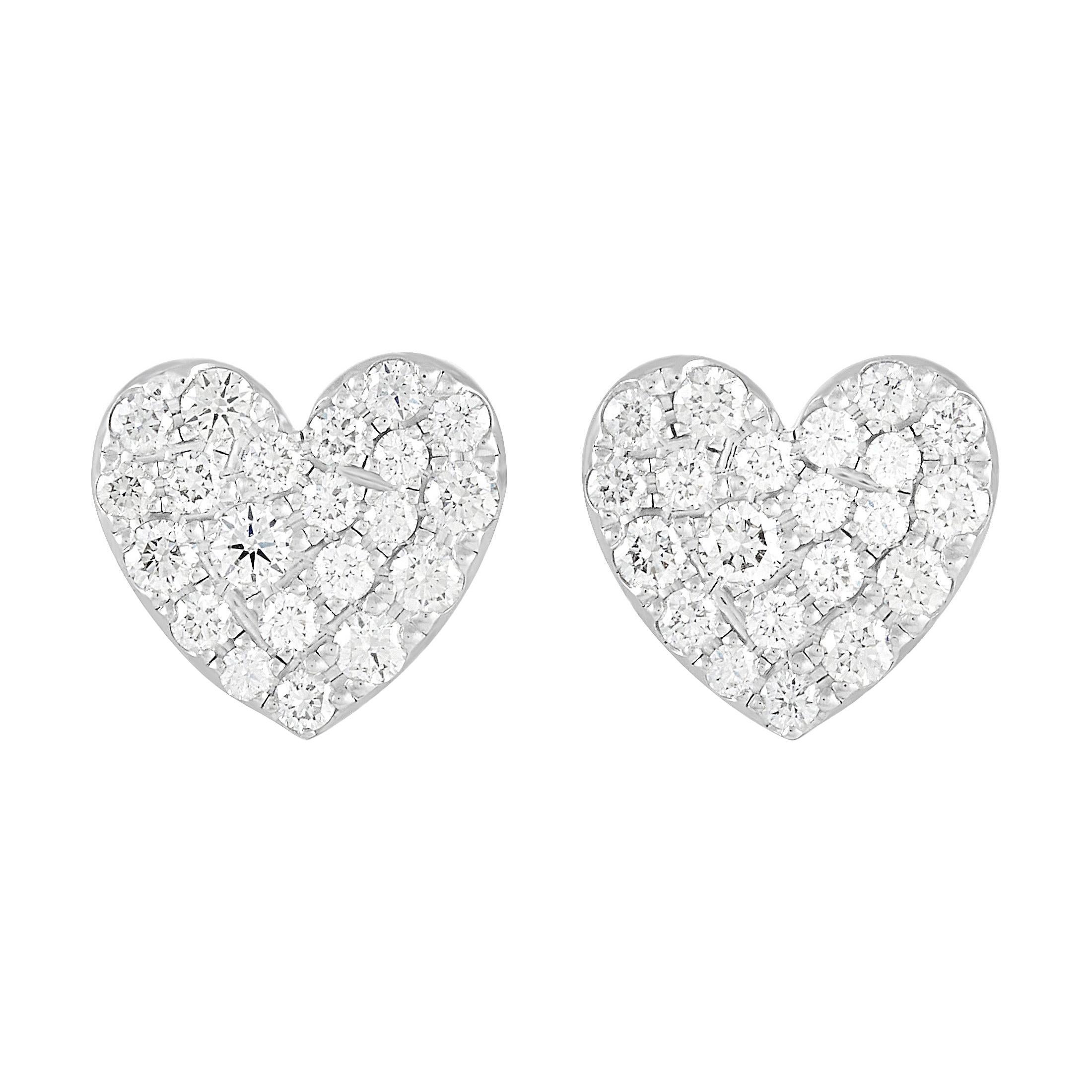 Tiffany & Co. Platinum 0.32 Ct Diamond Metro Heart Earrings