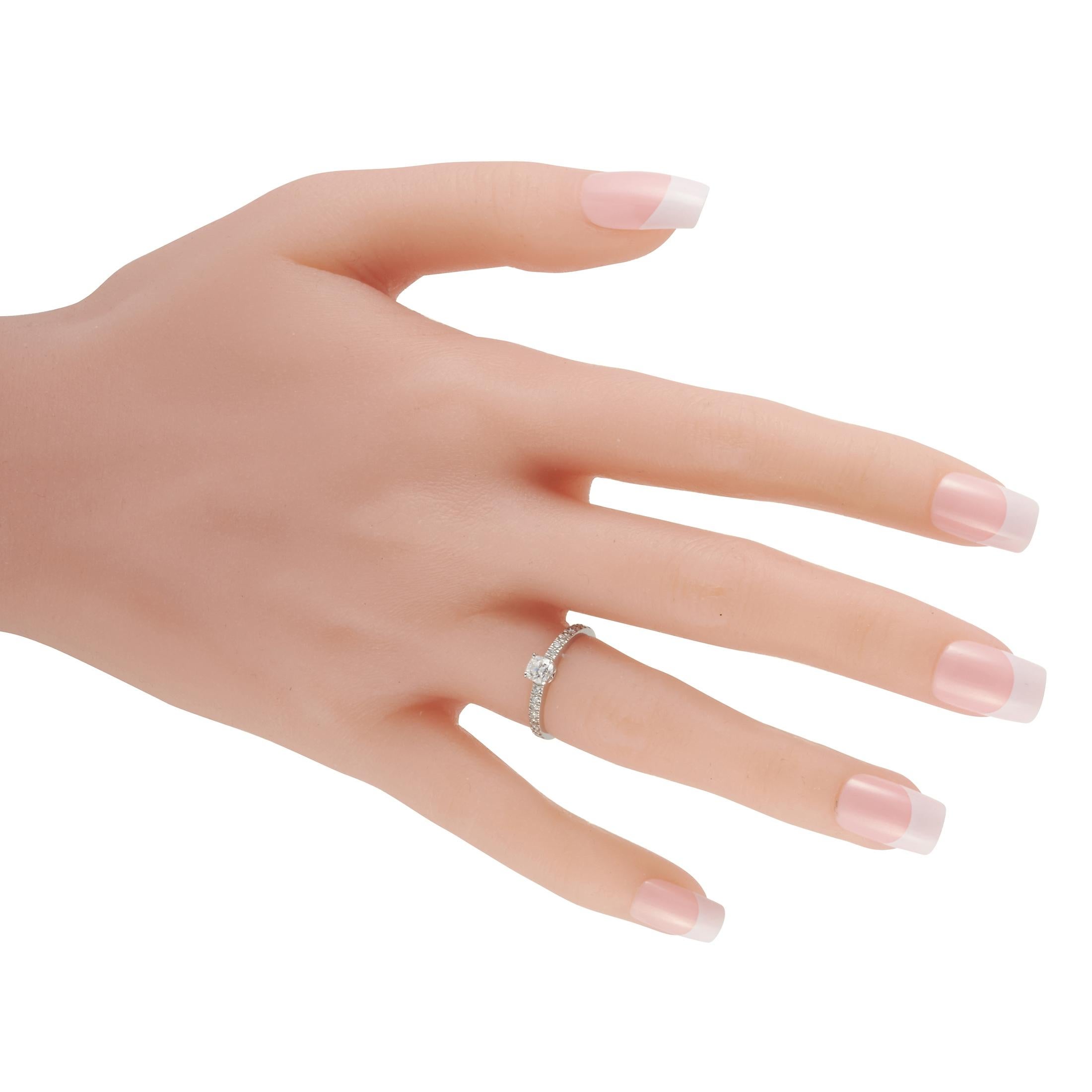 Round Cut Tiffany & Co. Platinum 0.32 Carat Diamond Ring