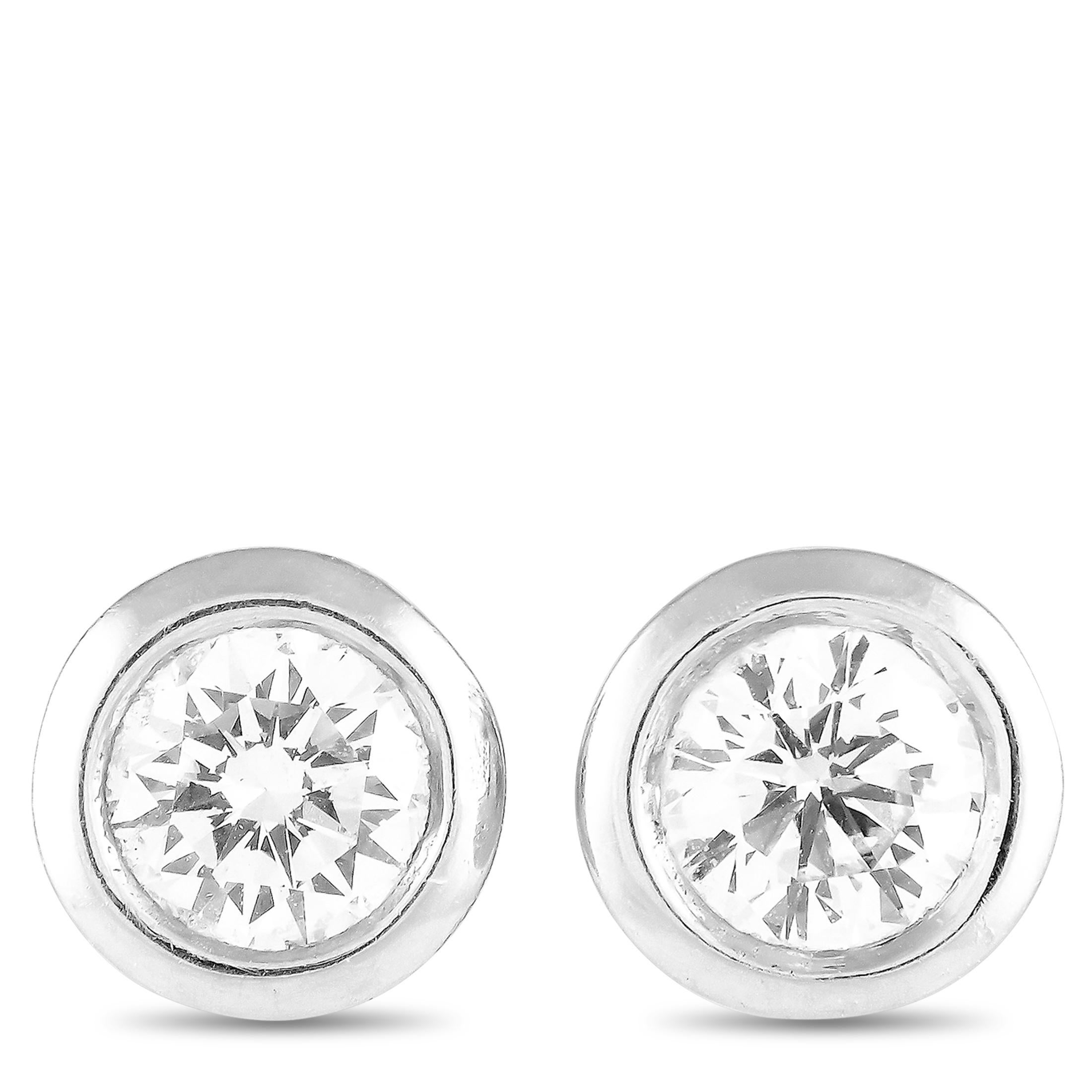 Tiffany & Co. Platinum 0.34ct Diamond Earrings In Excellent Condition For Sale In Southampton, PA