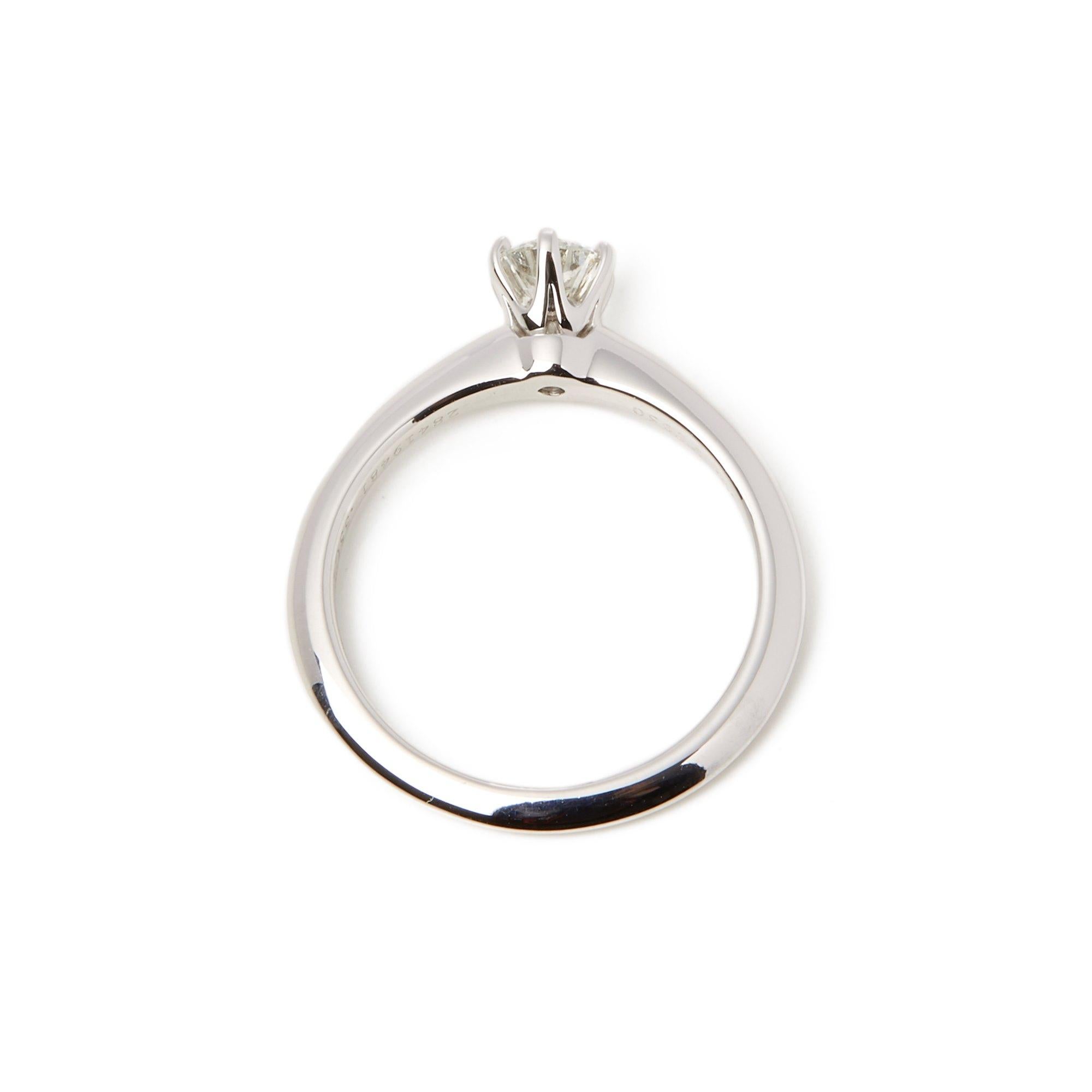 Contemporary Tiffany & Co. Platinum 0.35 Carat Round Brilliant Cut Diamond Solitaire Ring