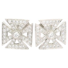 Tiffany & Co. Platinum 0.37ctw Diamond Maltese Cross Stud Butterfly Earrings