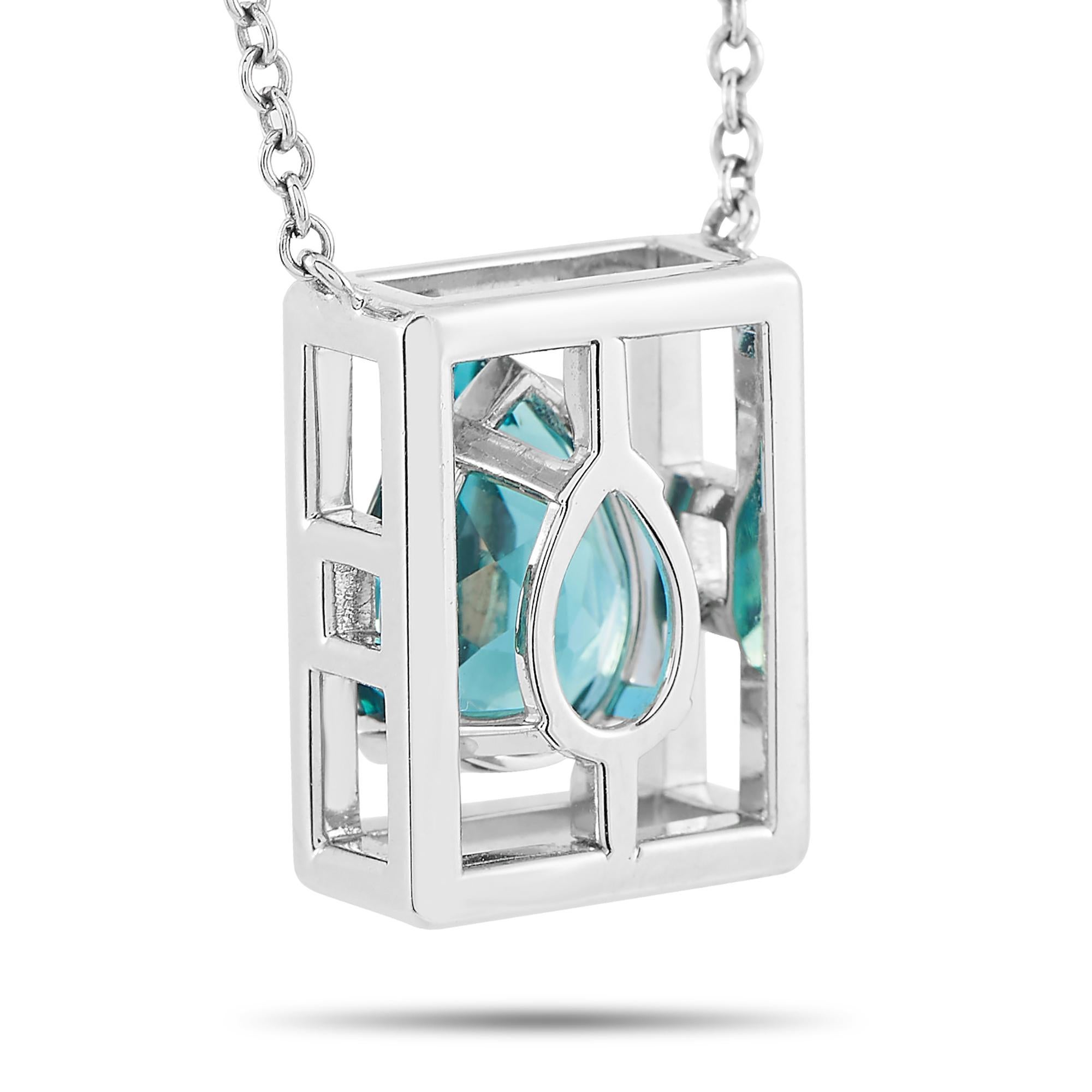 Round Cut Tiffany & Co. Platinum 0.40ct Diamond and Tourmaline Necklace