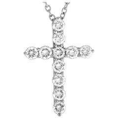 Tiffany & Co. Platinum 0.42 Carat Diamond Cross Pendant Necklace