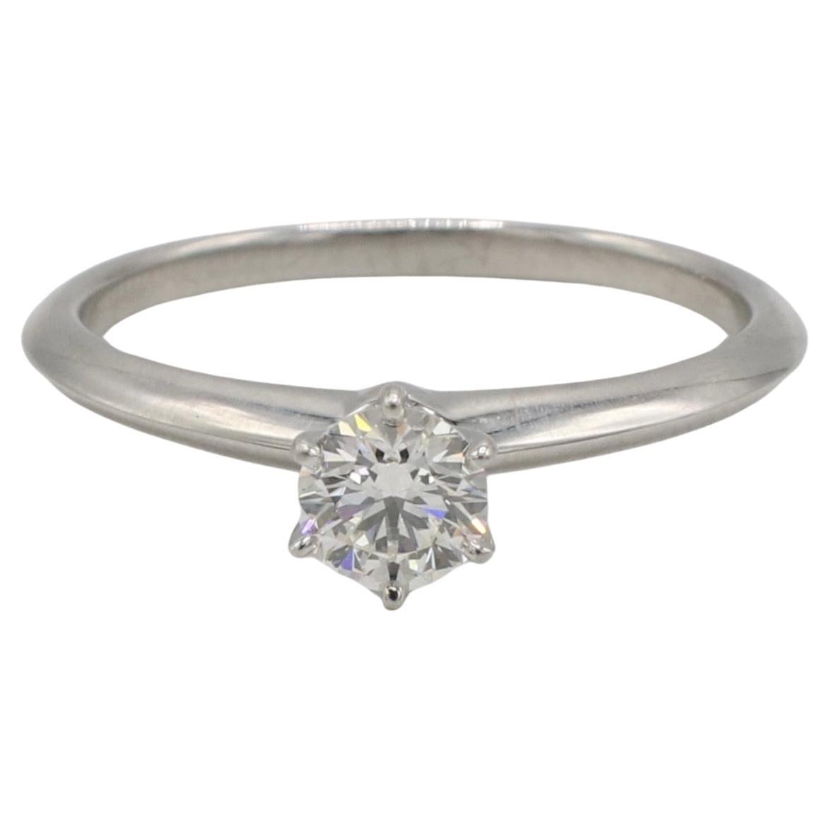 Tiffany & Co. Platinum 0.46 Carat I VS1 Round Natural Diamond Engagement Ring
Metal: Platinum
Weight: 4.03 grams
Diamond: 0.46 carats I VS1 round natural diamond
Size: 8 (US)
Retail: $4,360 (June 9th, 2023)
Signed: ©Tiffany & Co. Pt950 73088593