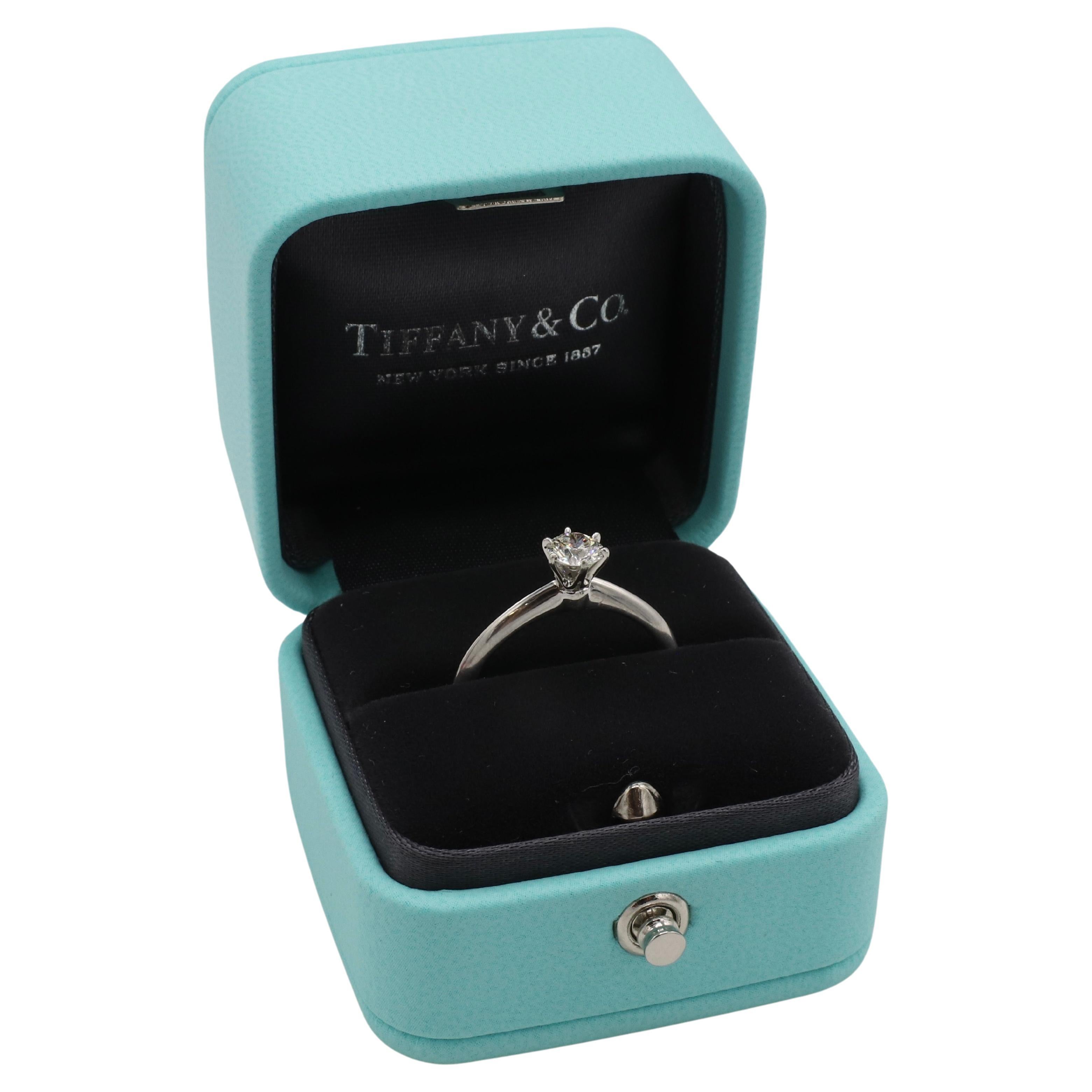 Tiffany & Co. Platinum 0.46 Carat I VS1 Round Natural Diamond Engagement Ring