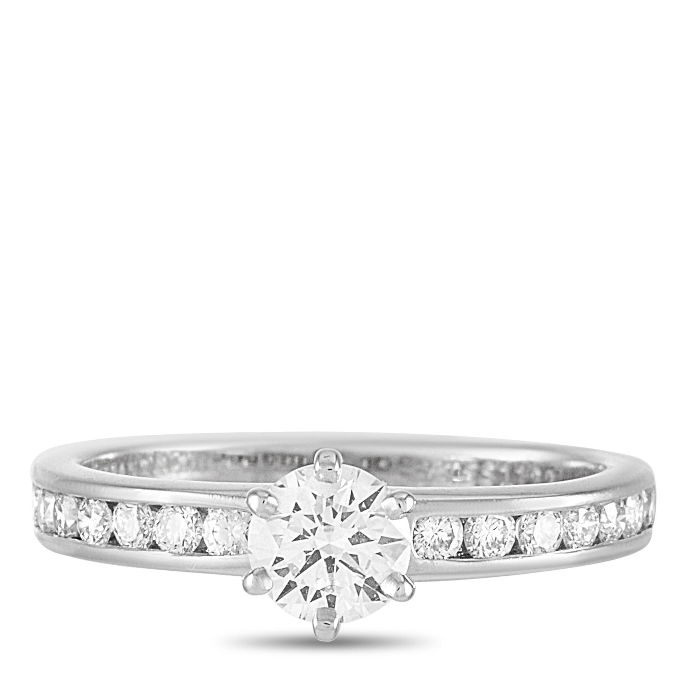 Tiffany & Co. Platinum 0.54 Carat Diamond Engagement Ring In Excellent Condition In Southampton, PA