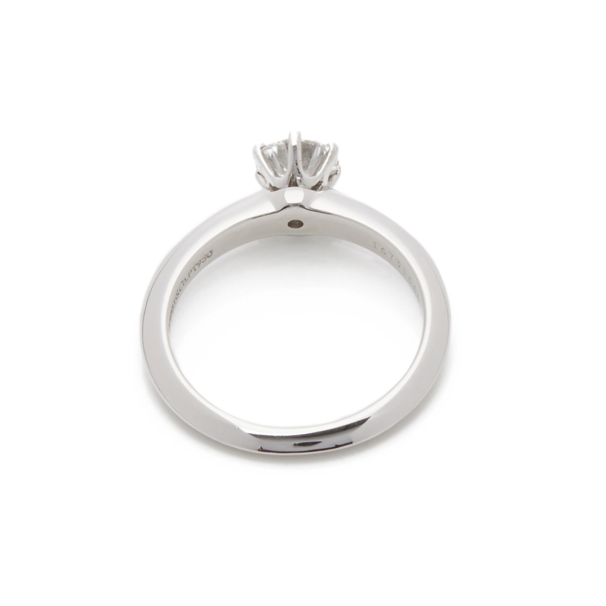 Round Cut Tiffany & Co. Platinum 0.57 Carat Solitaire Diamond Engagement Ring