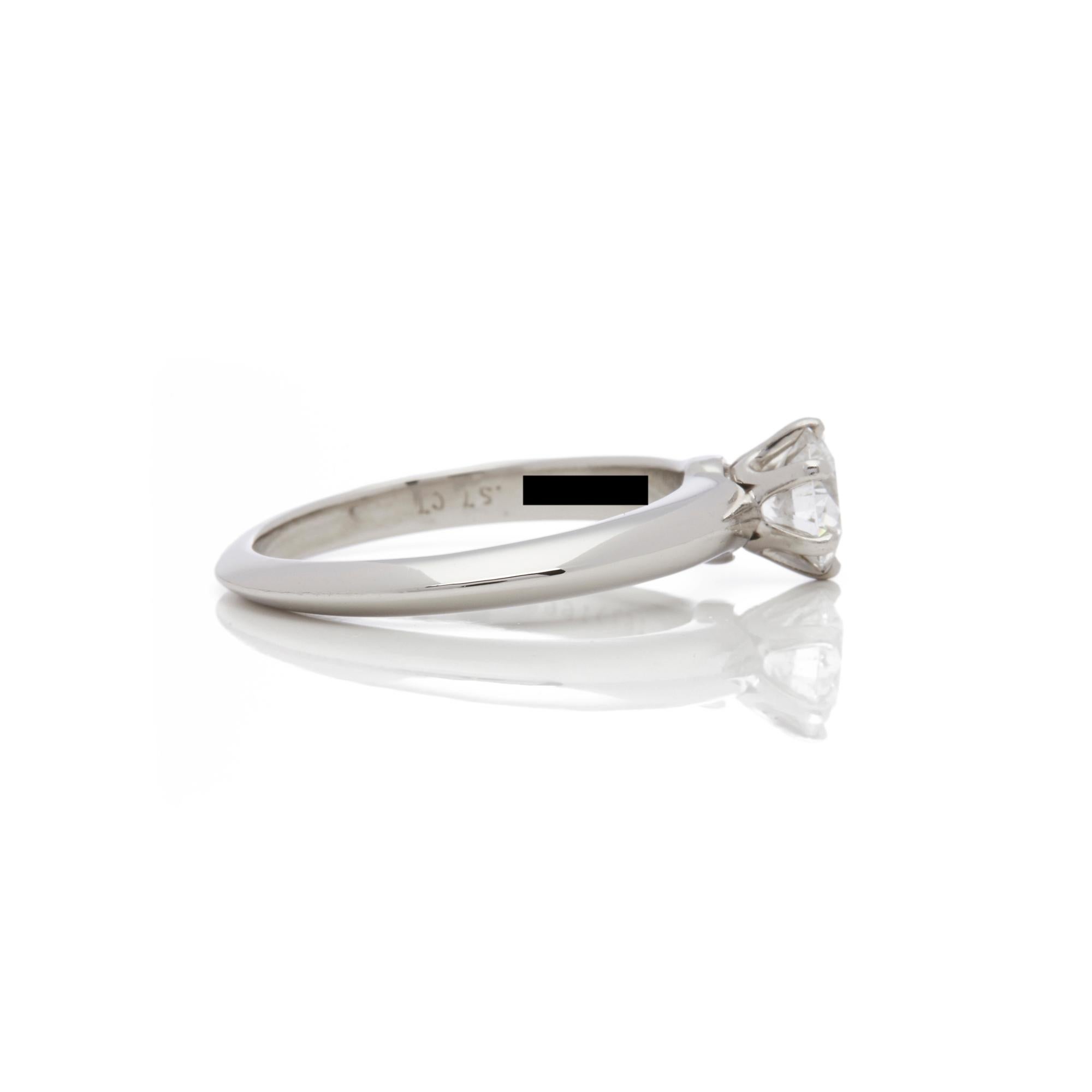 Tiffany & Co. Platinum 0.57 Carat Solitaire Diamond Engagement Ring 1