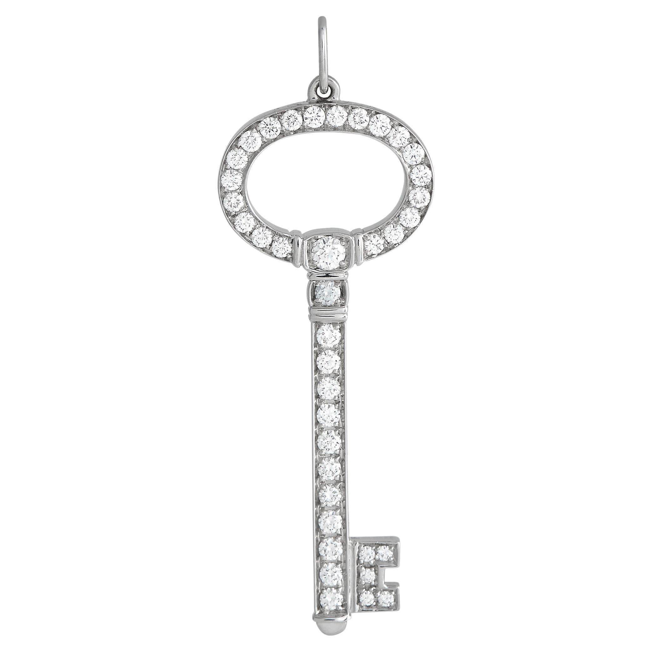 Tiffany & Co. Platinum 0.58ct Diamond Key Pendant For Sale