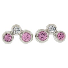 Tiffany & Co. Platinum 0.60ctw Pink Sapphire Diamond Bubbles Jazz Stud Earrings