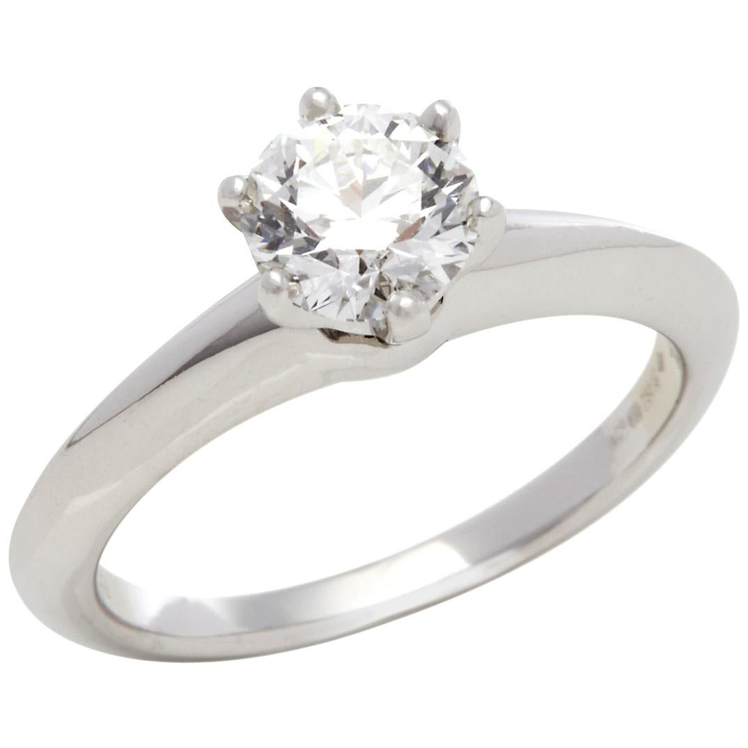 Tiffany & Co. Platinum 0.76 Carat F VS1 Solitaire Diamond Engagement Ring