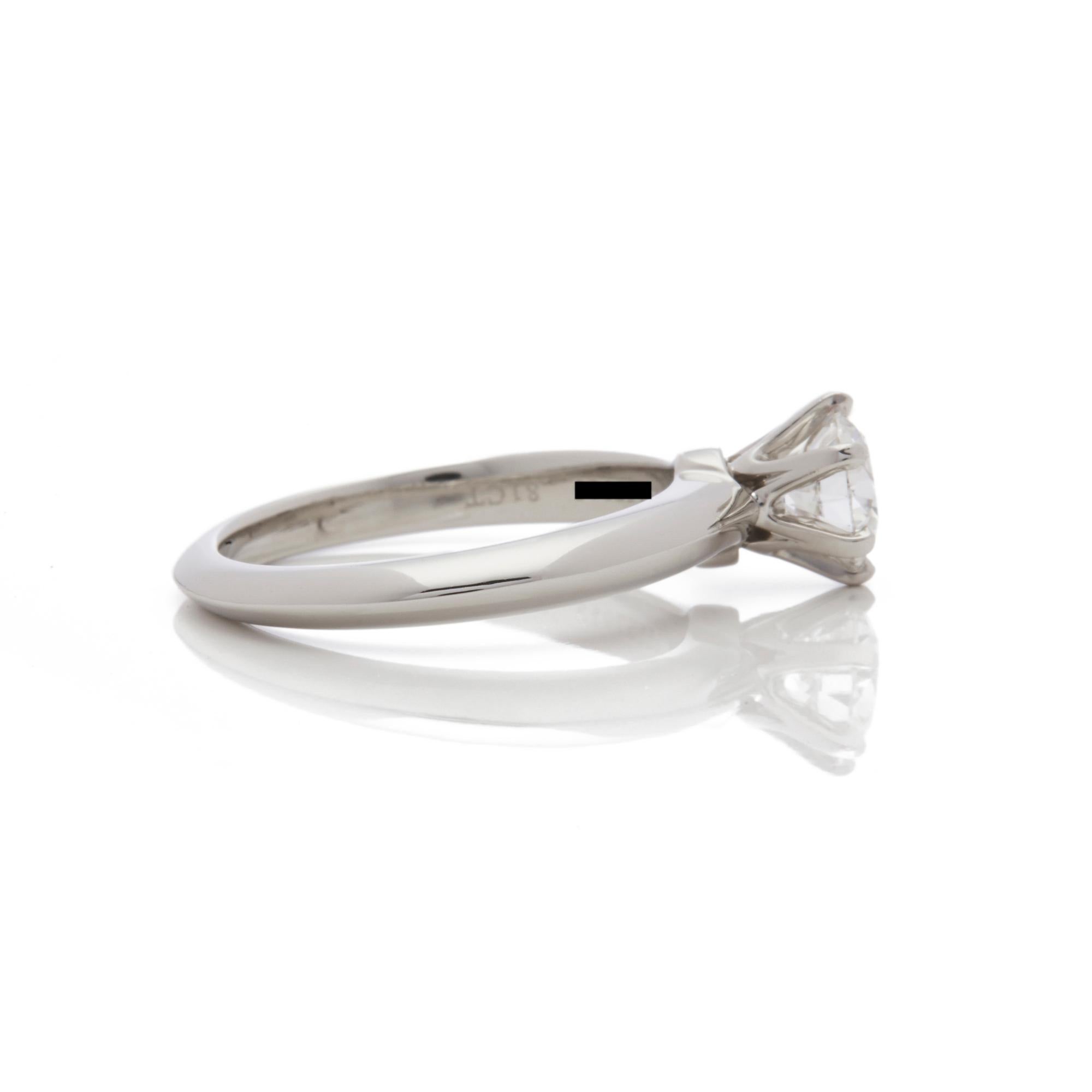 Modern Tiffany & Co. Platinum 0.81 Carat Solitaire Diamond Engagement Ring