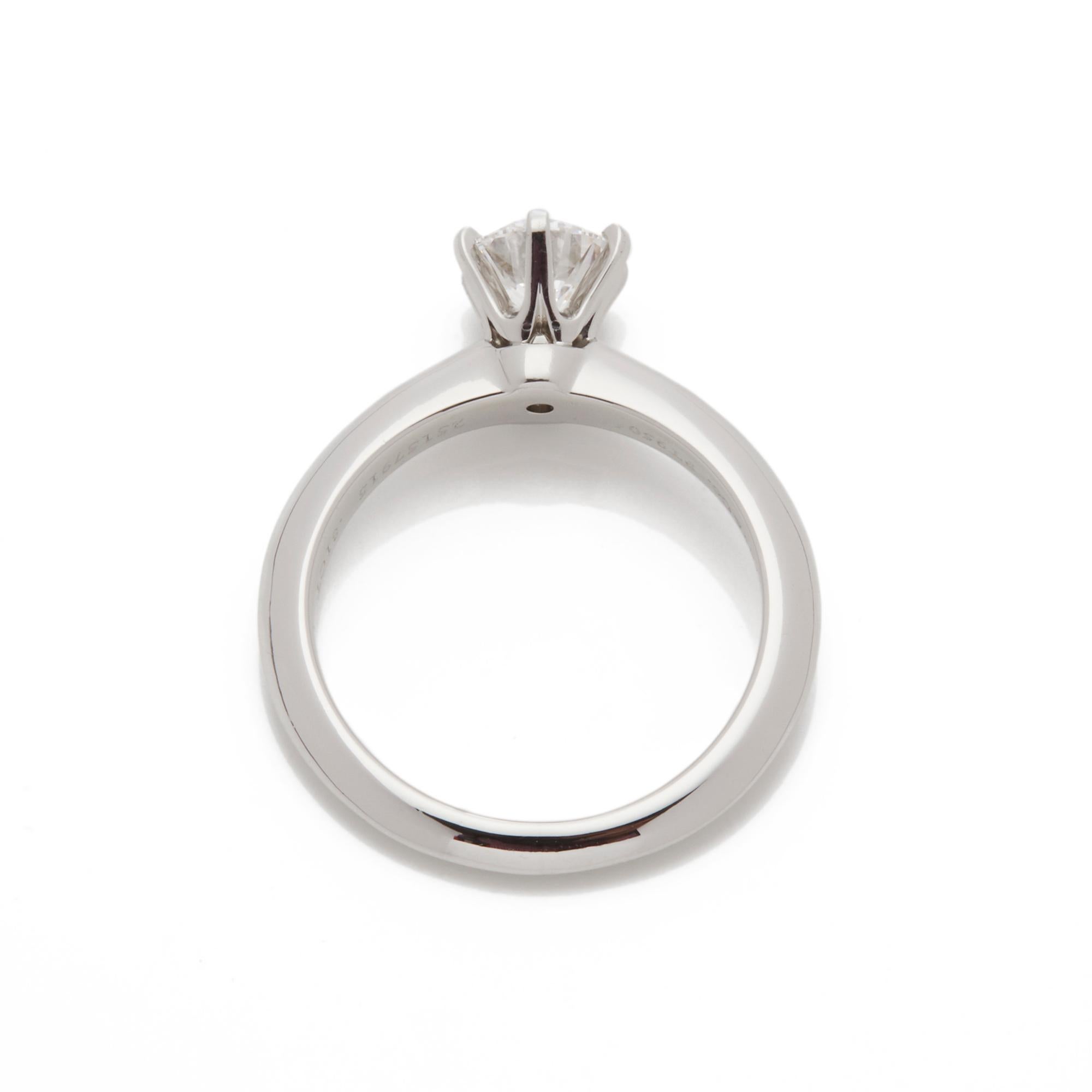Tiffany & Co. Platinum 0.81 Carat Solitaire Diamond Engagement Ring In Excellent Condition In Bishop's Stortford, Hertfordshire
