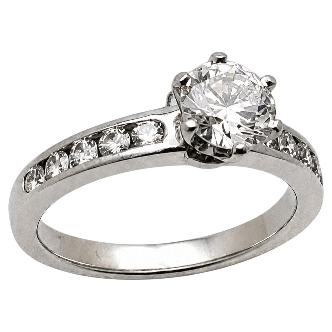 Tiffany & Co. Platinum 0.82 CT Diamond Engagement Ring & Papers