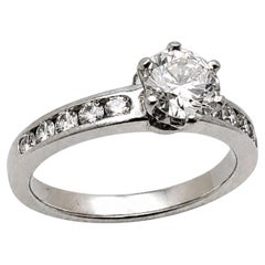 Tiffany & Co. Platinum 0.82 CT Diamond Engagement Ring & Papers