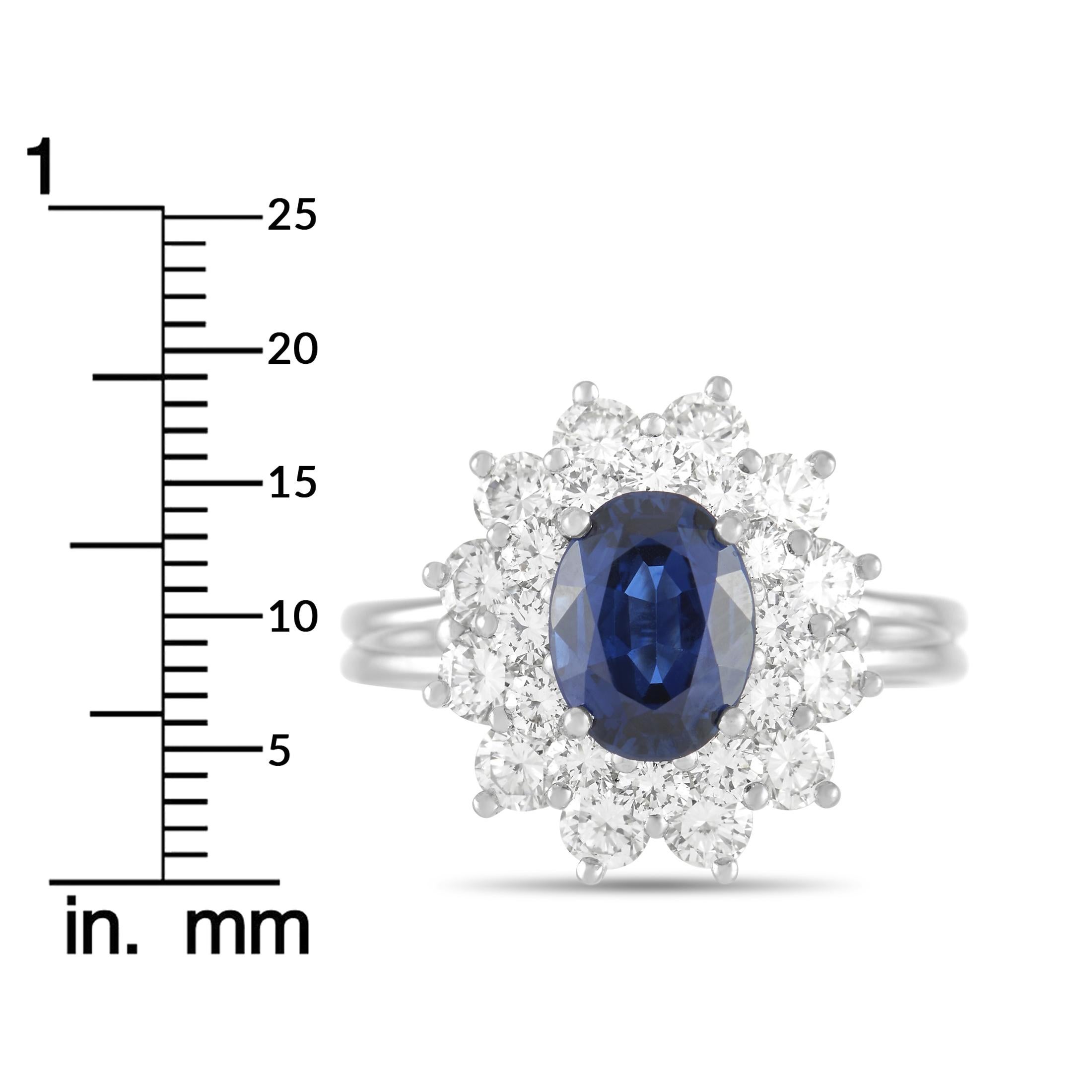 Tiffany & Co. Platinum 0.85 Ct Diamond and Sapphire Ring 1