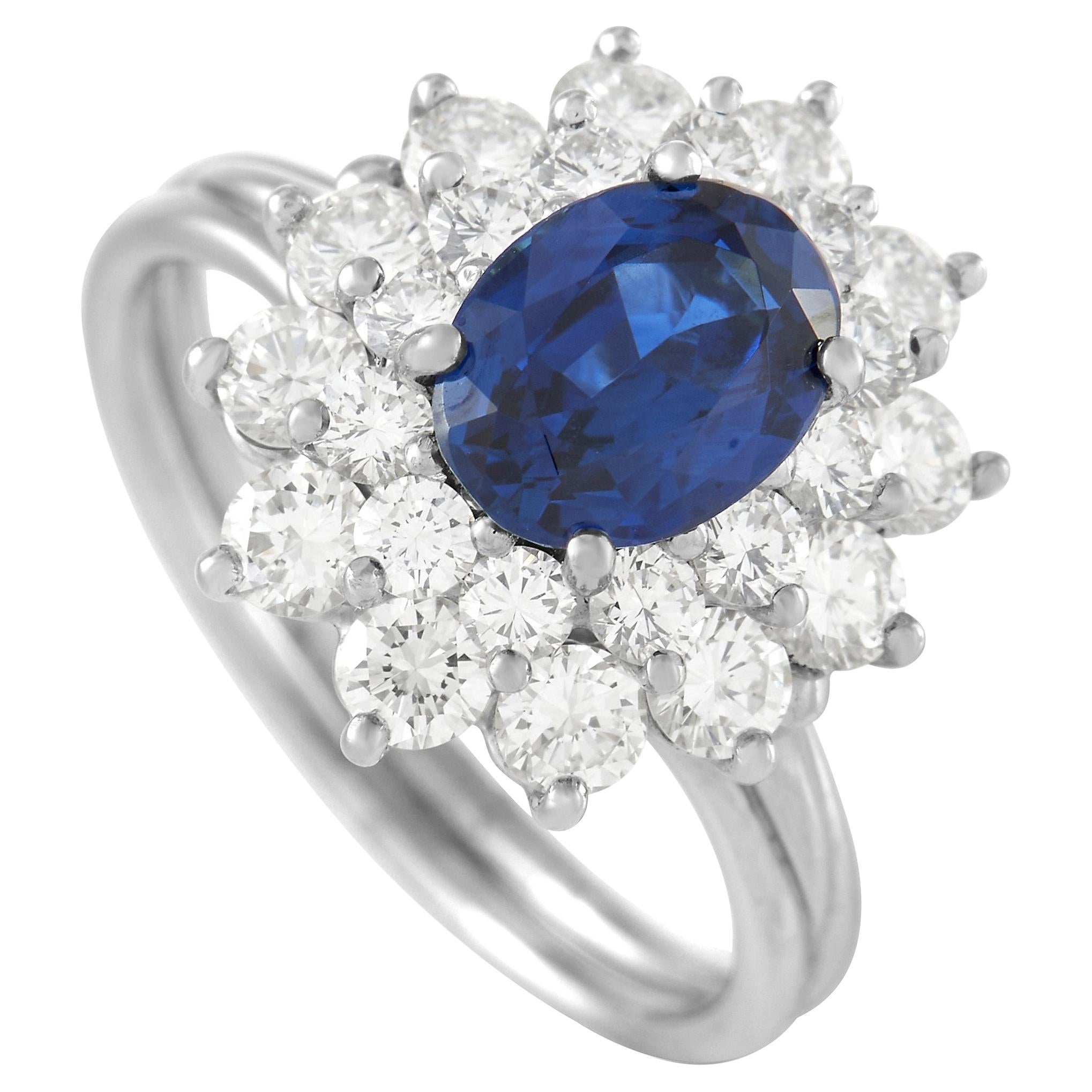 Tiffany & Co. Platinum 0.85 Ct Diamond and Sapphire Ring