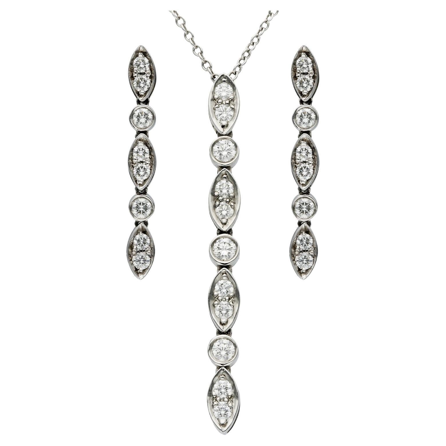 Tiffany & Co Platin 0,85ct Diamant-Ohrring & Halskette Schmuck-Set  im Angebot