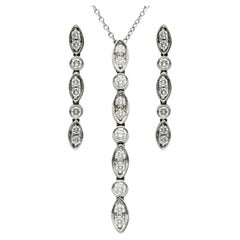 Used Tiffany & Co Platinum 0.85ct Diamond Earring & Necklace Jewellery Set 