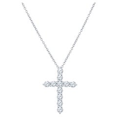 Tiffany & Co. Platinum 0.90ctw Round Diamond Cross Pendant Necklace