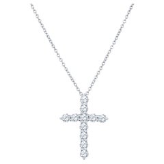 Tiffany & Co. Platin 0,90 Karat runder Diamant Kreuz Anhänger Halskette