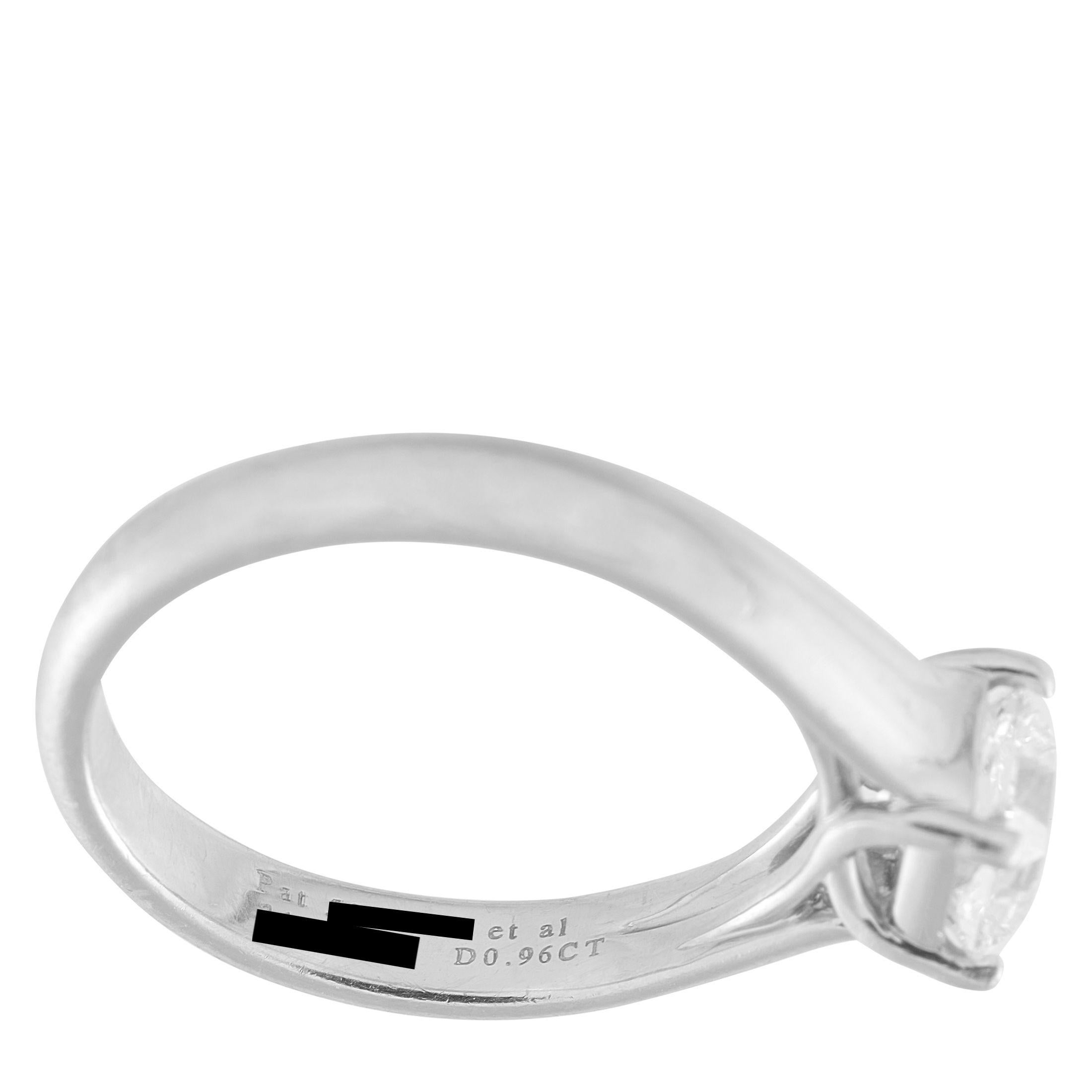 Tiffany & Co. Anillo de platino con diamante Lucida de 0,96 ct TI03-070825 en Excelente estado para la venta en Southampton, PA