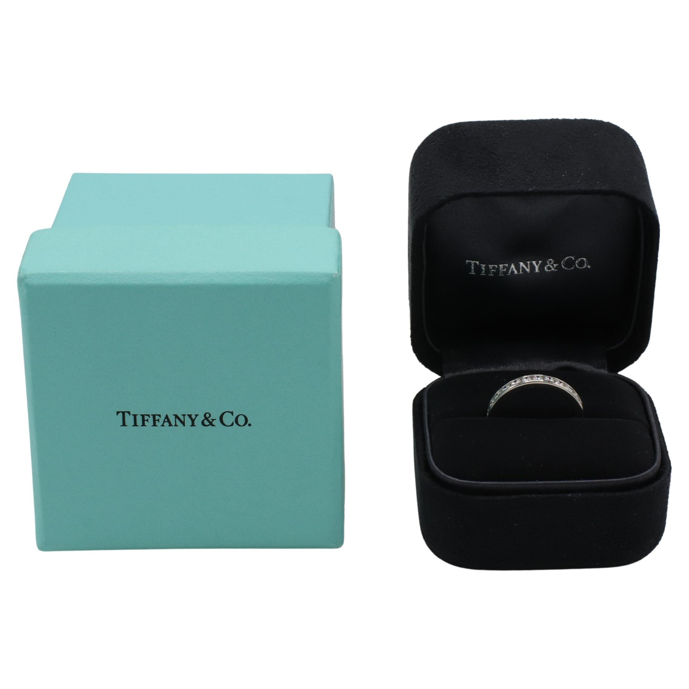 Women's Tiffany & Co. Platinum 1.00 Carat Natural  Diamond Eternity Wedding Band Ring For Sale