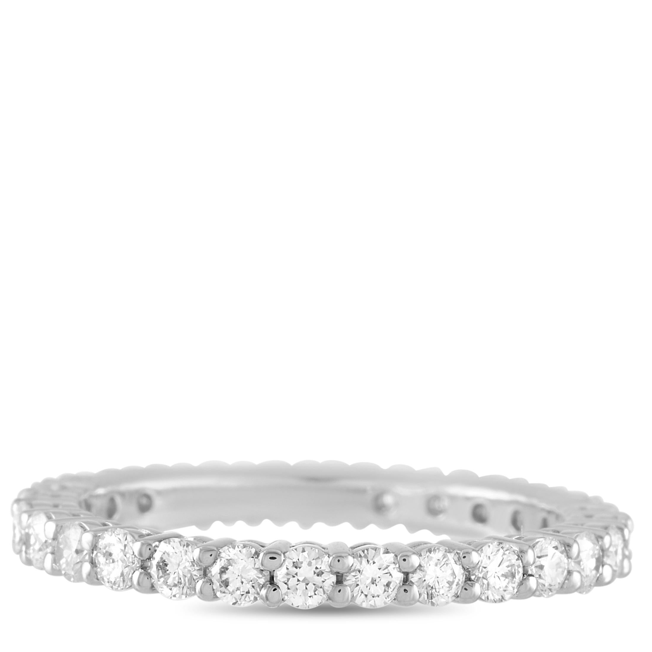 Tiffany & Co. Platinum 1.00 Carat Diamond Eternity Band Ring In Excellent Condition In Southampton, PA