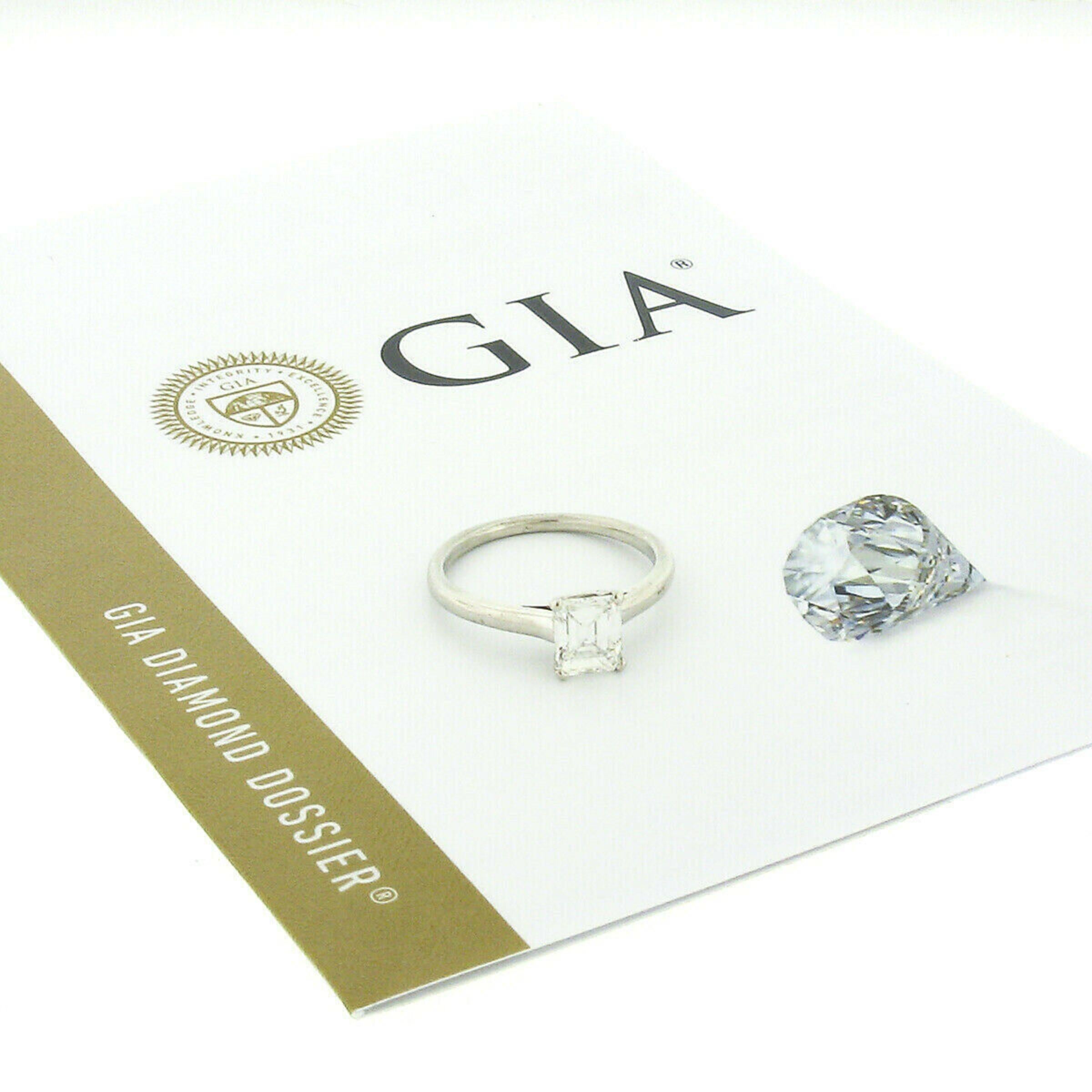 Tiffany & Co. Platinum 1.06ctw GIA Emerald Cut Diamond Solitaire Engagement Ring 4