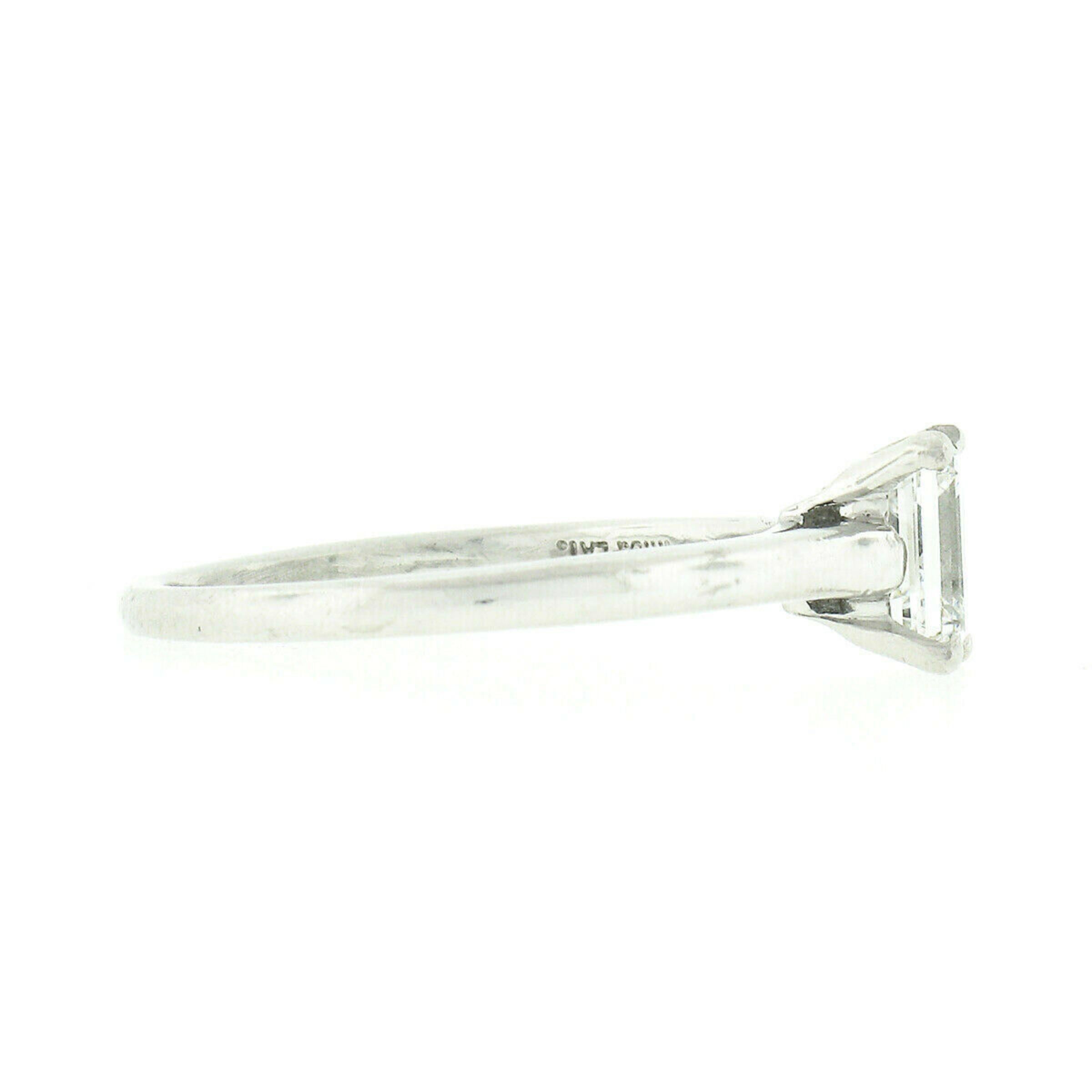 Tiffany & Co. Platinum 1.06ctw GIA Emerald Cut Diamond Solitaire Engagement Ring 2