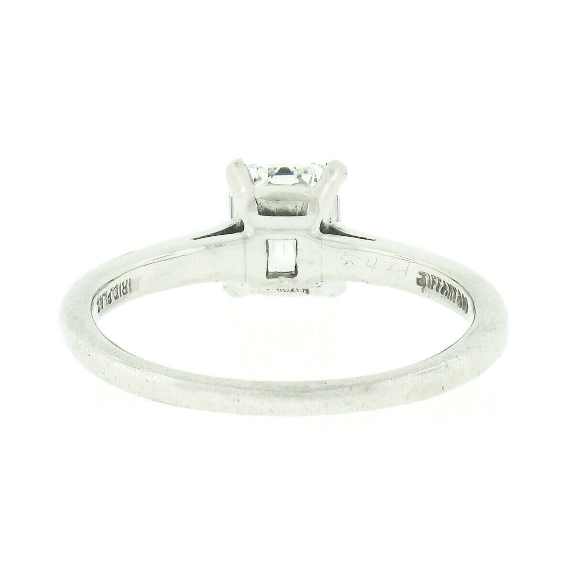 Tiffany & Co. Platinum 1.06ctw GIA Emerald Cut Diamond Solitaire Engagement Ring 3