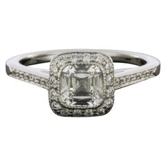 Tiffany & Co. Platinum 1.08 Carat Legacy Cushion Diamond Halo Engagement Ring