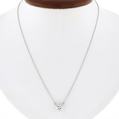 Tiffany & Co. Platinum 1.08 Carat E/IF Heart Diamond Solitaire Pendant Necklace