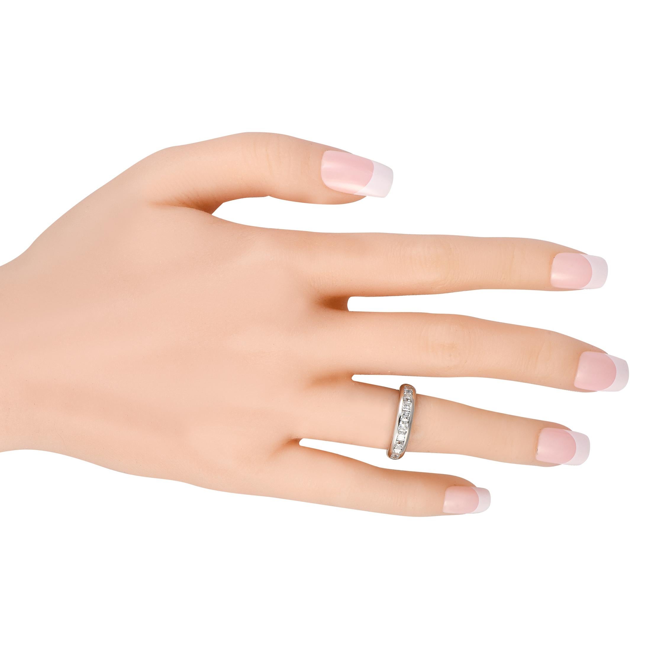 Mixed Cut Tiffany & Co. Platinum 1.08ct Lucida Diamond Half-Eternity Ring For Sale