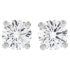 Tiffany & Co. Platinum 1.0ctw Round Diamond 4 Prong Basket Classic Stud Earrings