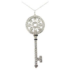 Tiffany & Co. Platinum 1.18ctw Diamond Petals Key Pendant Necklace