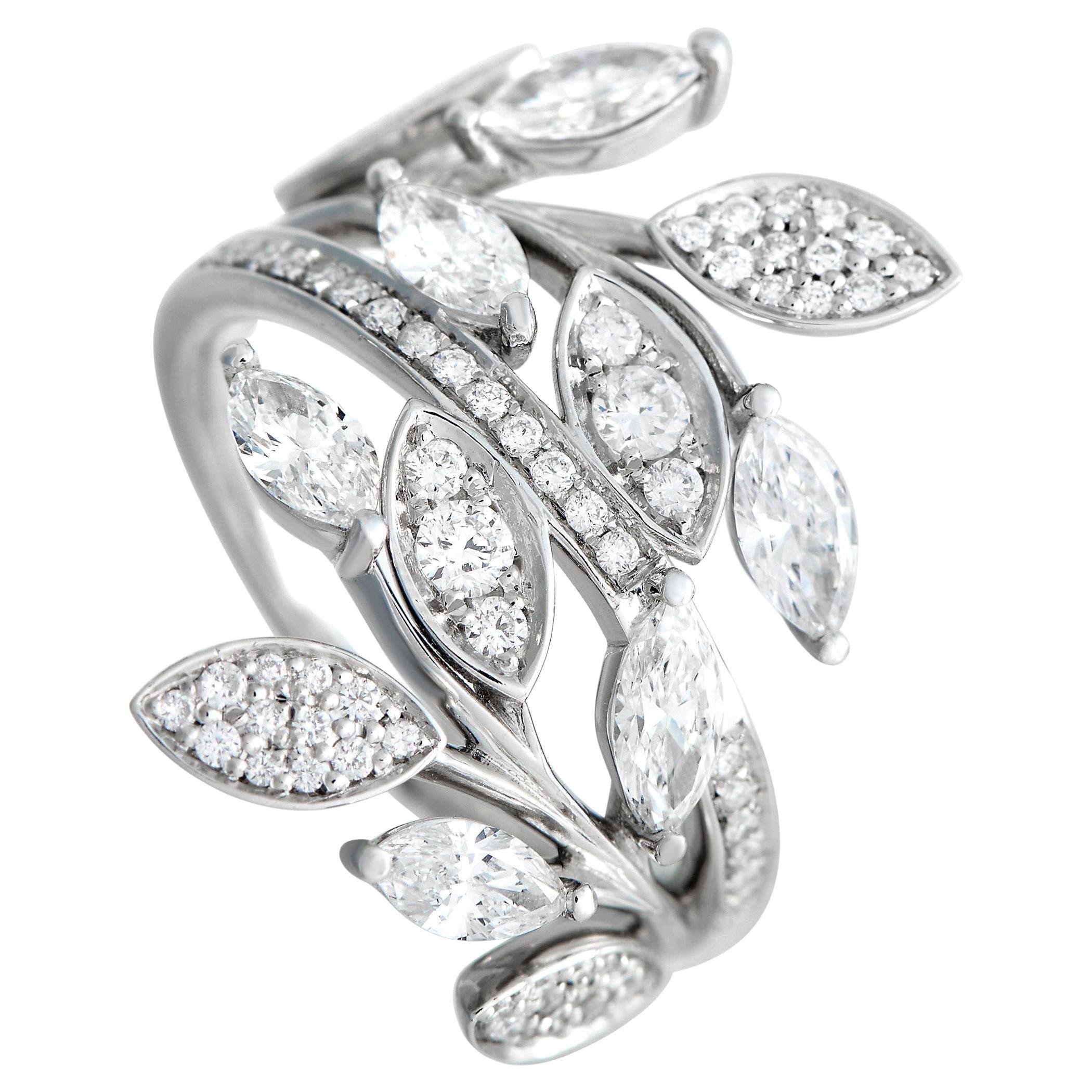 Tiffany & Co. Platinum 1.19 Ct Diamond Vine Bypass Ring