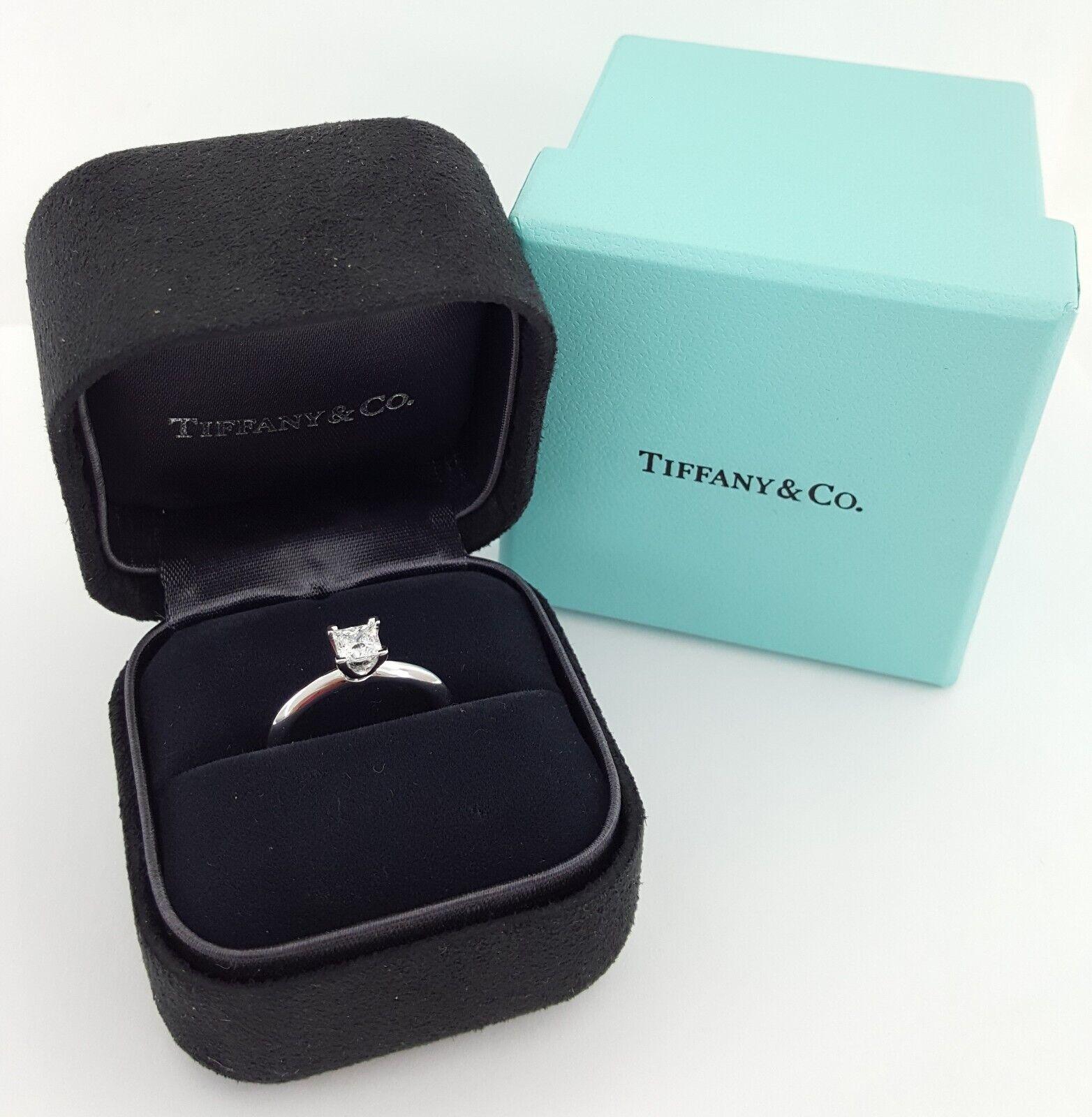 Radiant Cut Tiffany & Co. Platinum 1.19 ct Lucida Square Brilliant Cut Diamond Ring For Sale