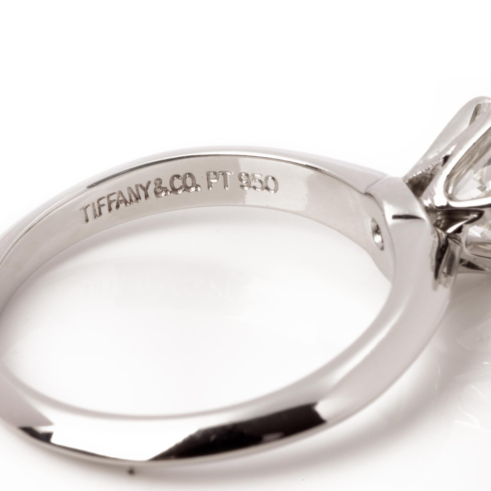 Tiffany & Co. Platinum 1.1ct Diamond Solitaire Ring In Excellent Condition In Bishop's Stortford, Hertfordshire