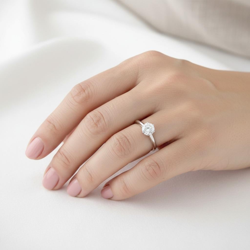 Tiffany & Co. Anello in platino con diamante tondo e brillante da 1,23 carati In condizioni ottime in vendita a Chicago, IL