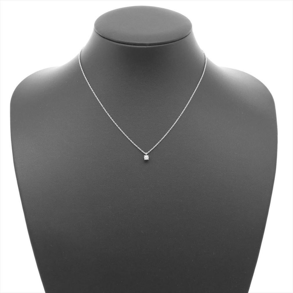 Round Cut TIFFANY & Co. Platinum .12ct Solitaire Diamond Pendant Necklace For Sale