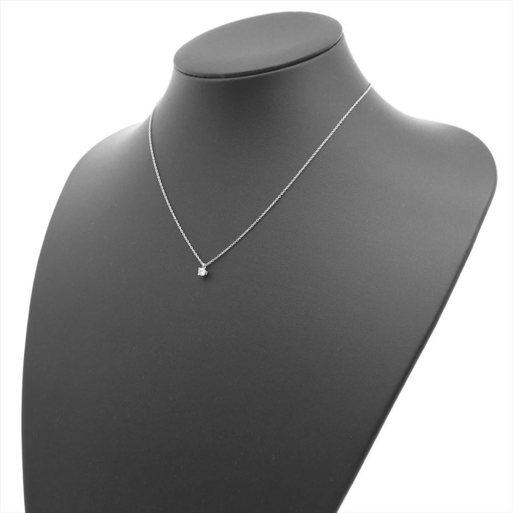 TIFFANY & Co. Platinum .12ct Solitaire Diamond Pendant Necklace In Excellent Condition For Sale In Los Angeles, CA