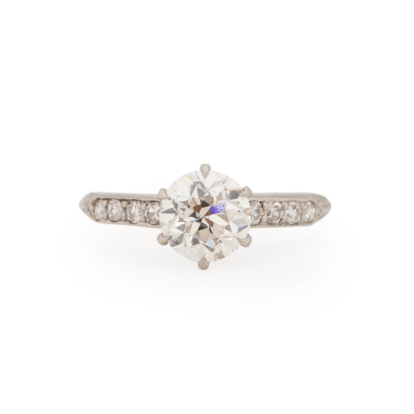 Here we have a outstanding vintage Tiffany & Co solitaire engagement ring, in near perfect condition. Being crafted in platinum plays a roll, in the clean and well preserved flowing engraving down the shank and up towards the gallery. This engraving