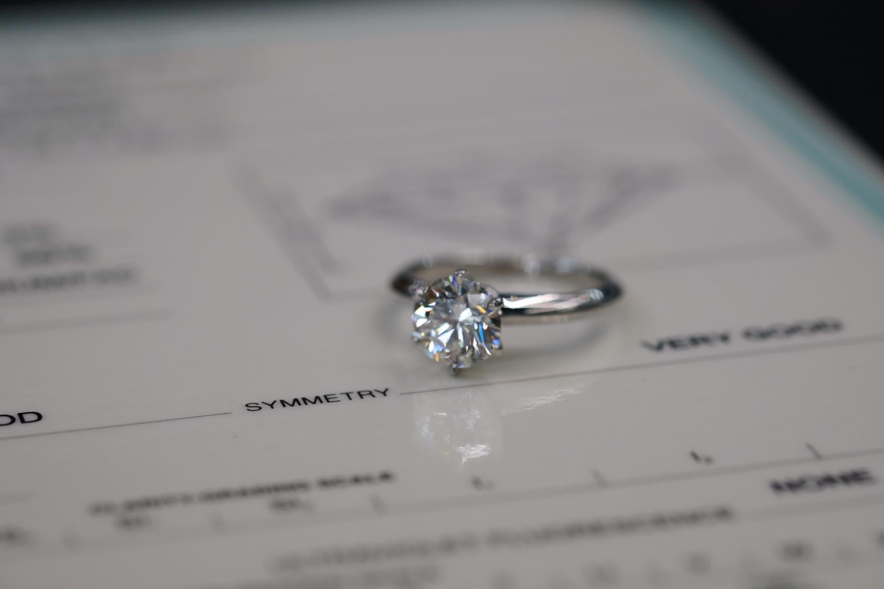 Tiffany & Co. Platinum 1.55 Ct I VS1 Round Cut Six Prong Diamond Engagement Ring 5