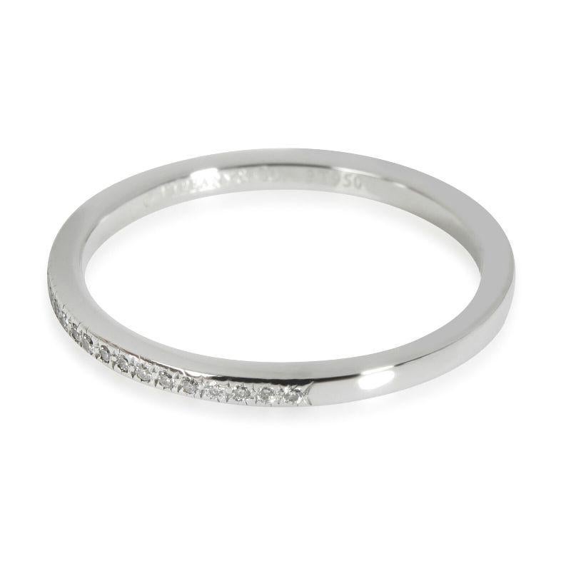 Round Cut TIFFANY & Co. Platinum 1.5mm Half Circle Diamond Lucida Band Ring 5 For Sale